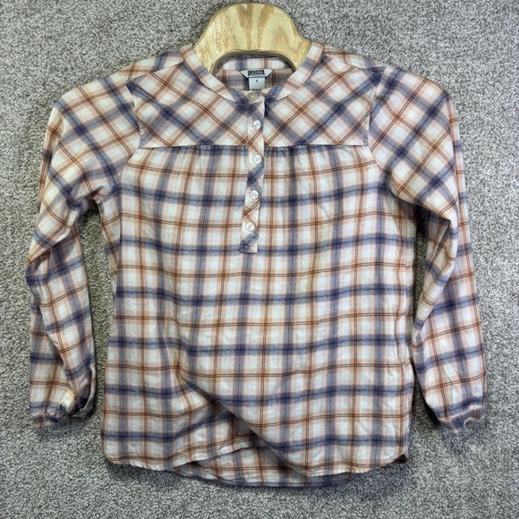 Duluth Trading Co Tops - Duluth Trading Co Shirt Womens Small Multicolor Plaid Flannel Henley Long Sleeve